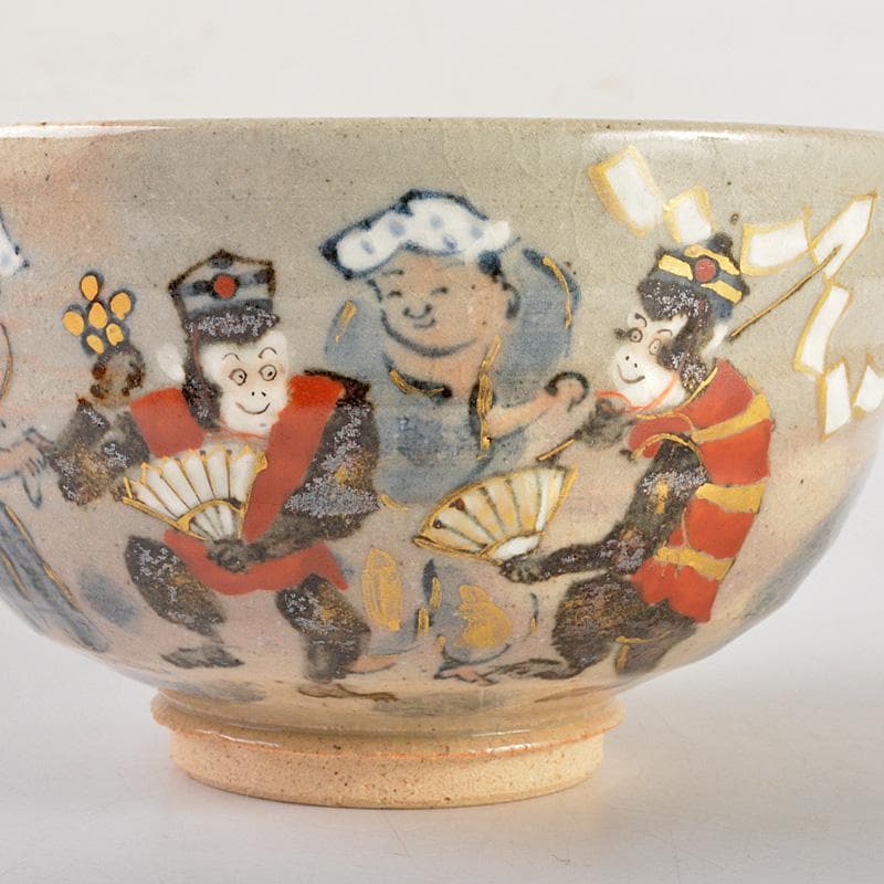 茶道具　京焼　寺尾陶象作　乾山猿回　茶碗　共箱　V　6529