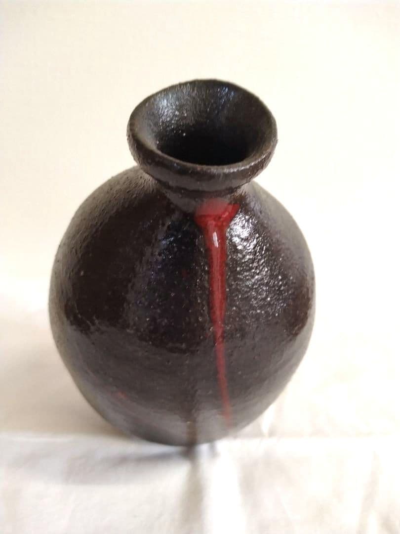 備前焼　さかきばら啓司（師人間国宝伊勢崎淳）作　黒備前徳利