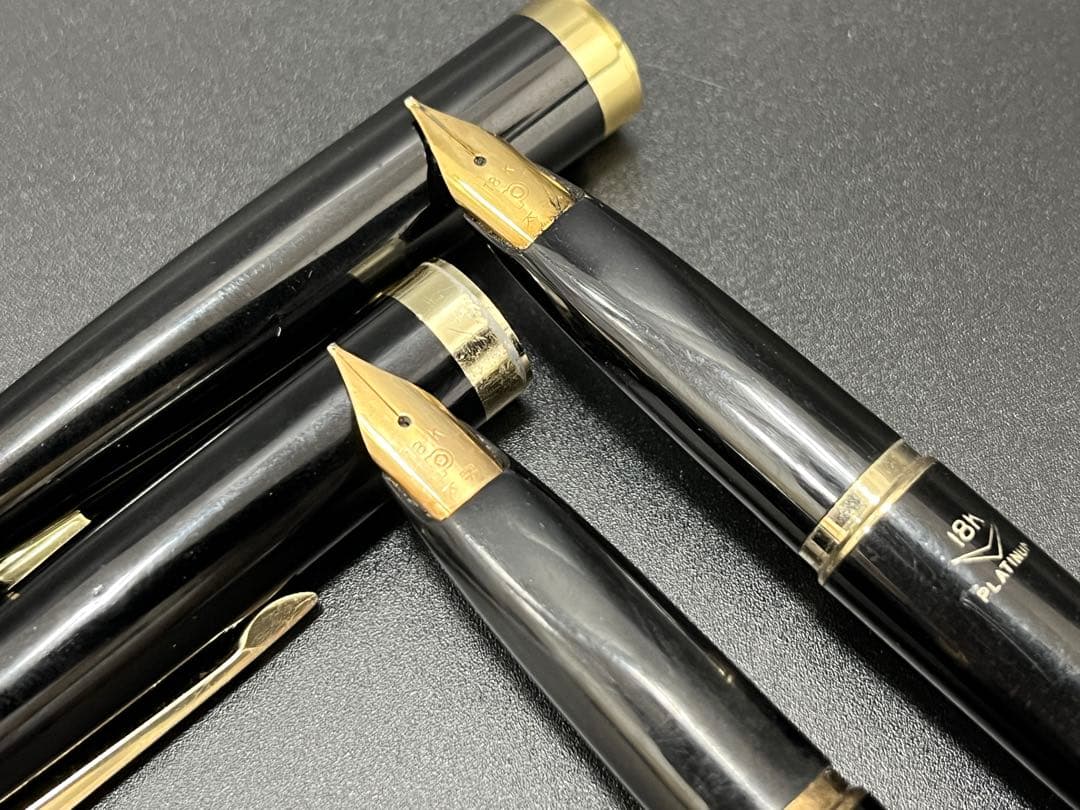【ペン先18K】PLATINUM万年筆 太字2点セットブラック/ゴールド