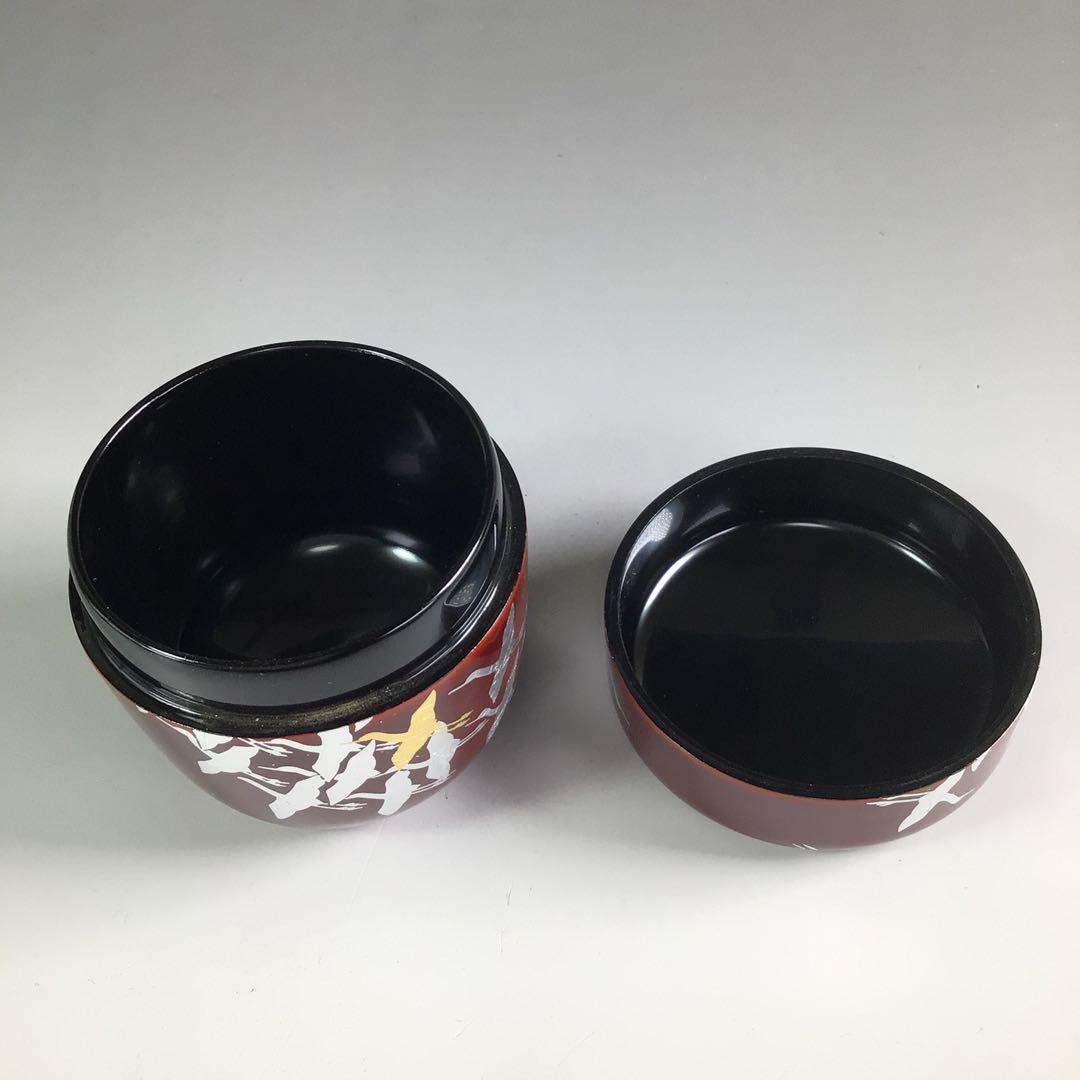 Ｒ２３９　棗　『山中塗』『工房　冴』『溜塗』『群鶴蒔絵』『中棗』　共箱　茶道具