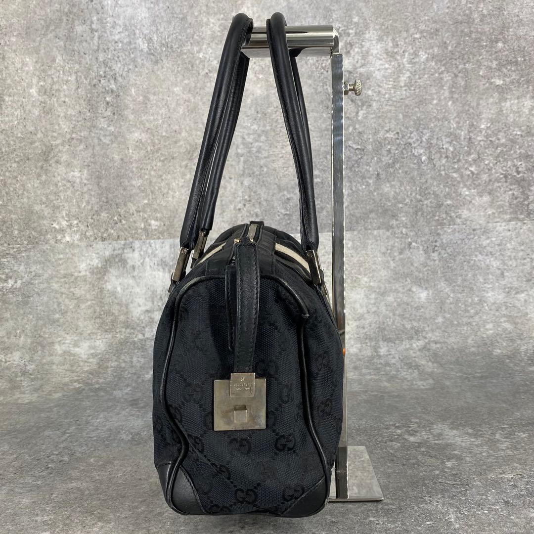 GUCCI グッチ GG柄 キャンバス ミニボストン ハンドバッグ ブラック