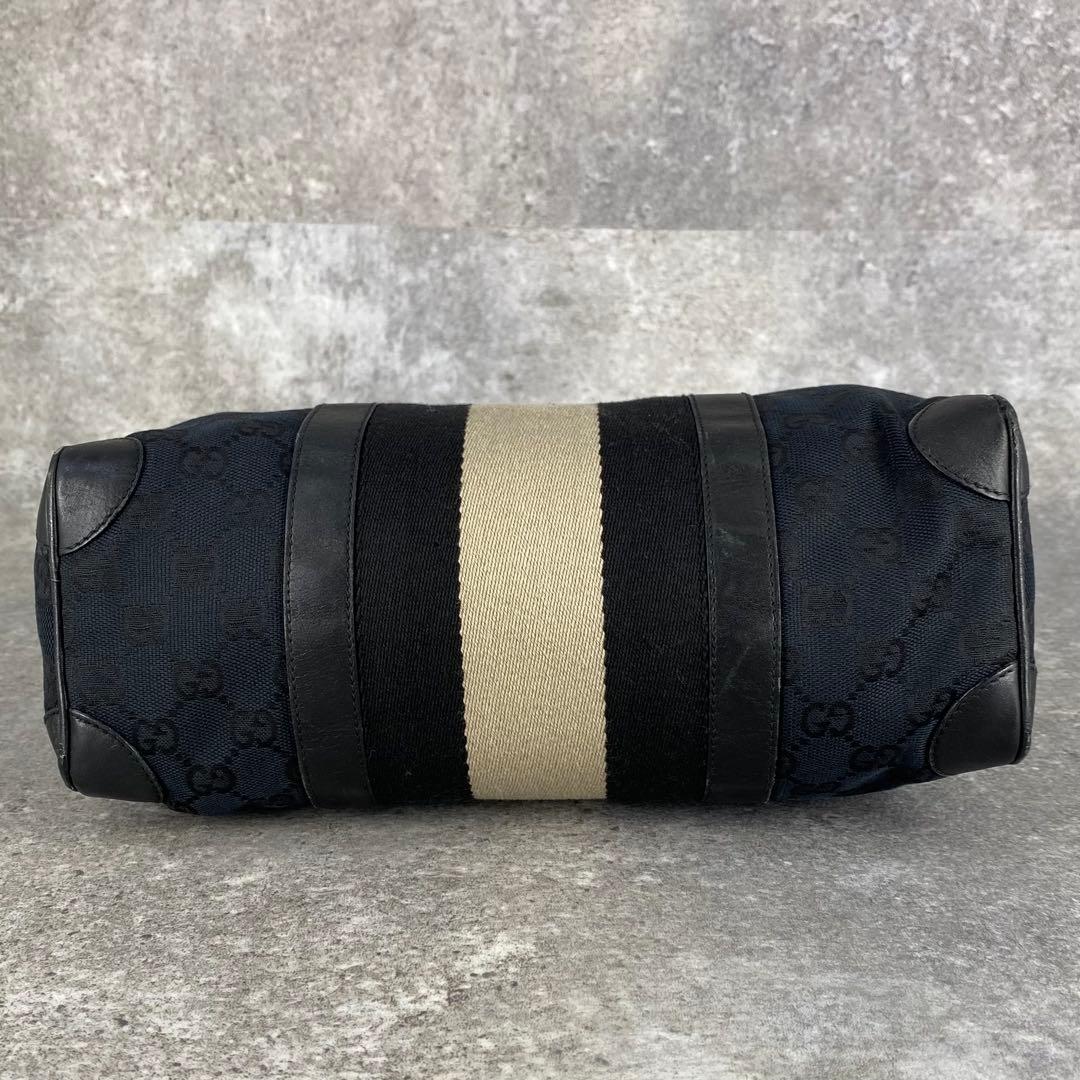 GUCCI グッチ GG柄 キャンバス ミニボストン ハンドバッグ ブラック