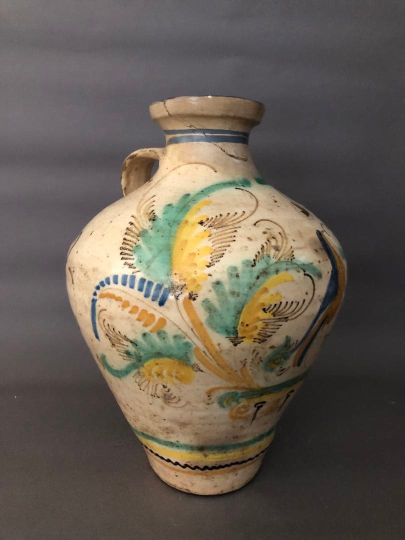 スペイン骨董　エル・ブエンタ・デル・アルゾビス窯　片手壺、水差し　アンティーク