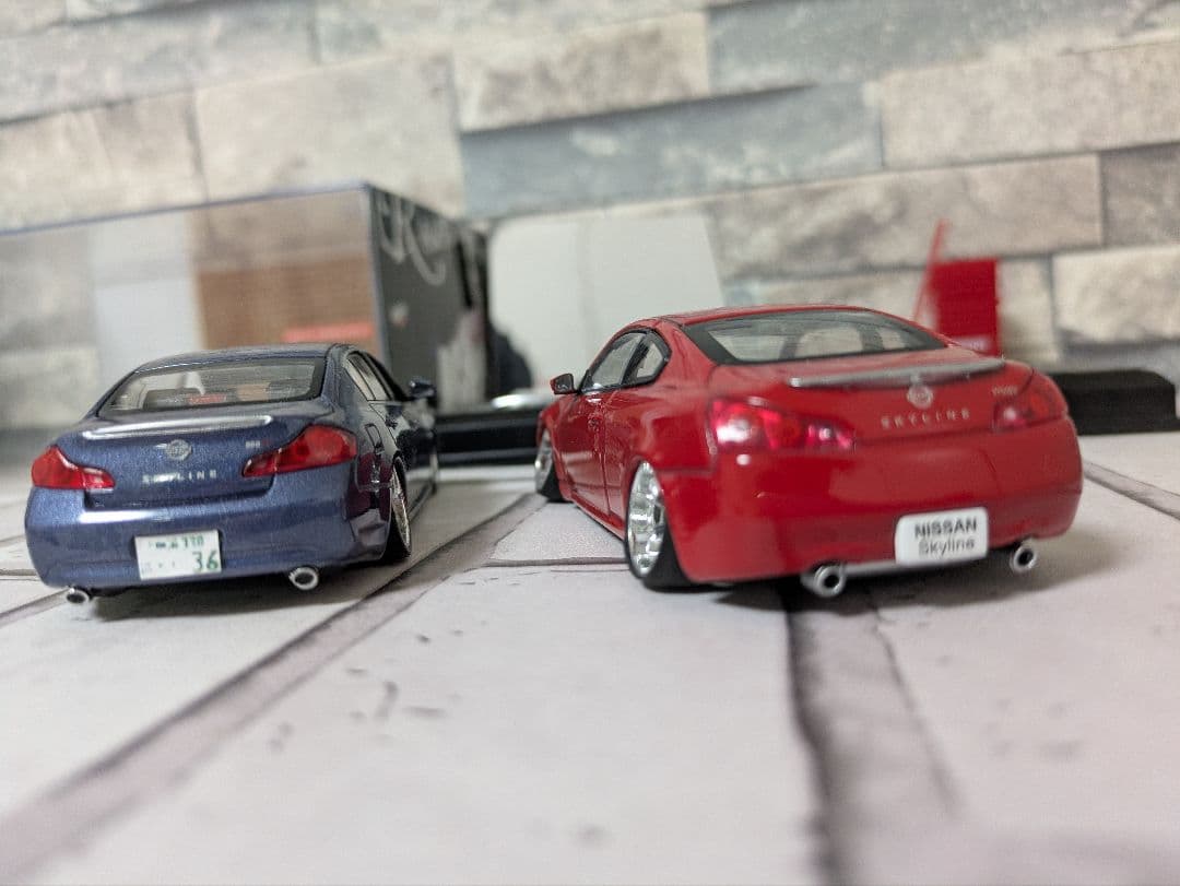 1/43 V36スカイライン クーペ+セダン+ジオラマケース 改造ミニカー