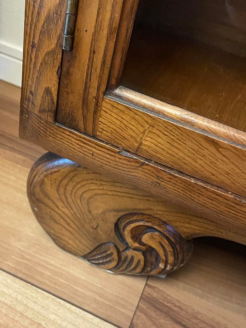 英国イギリス アンティーク家具 ブックケース 本棚 オーク材 猫脚 キャビネット