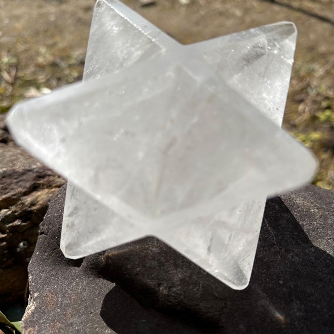 クリスタル 水晶 星型 神聖幾何学型オブジェ 約8cm✖️8cm