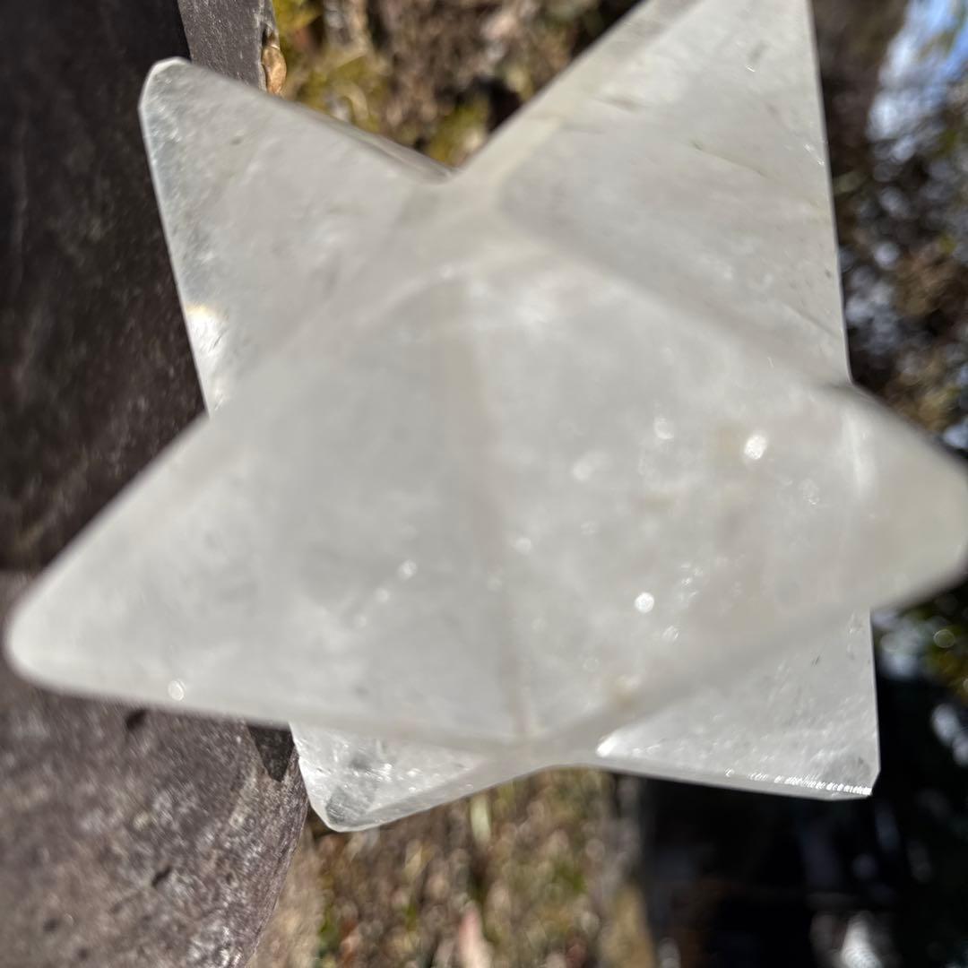 クリスタル 水晶 星型 神聖幾何学型オブジェ 約8cm✖️8cm