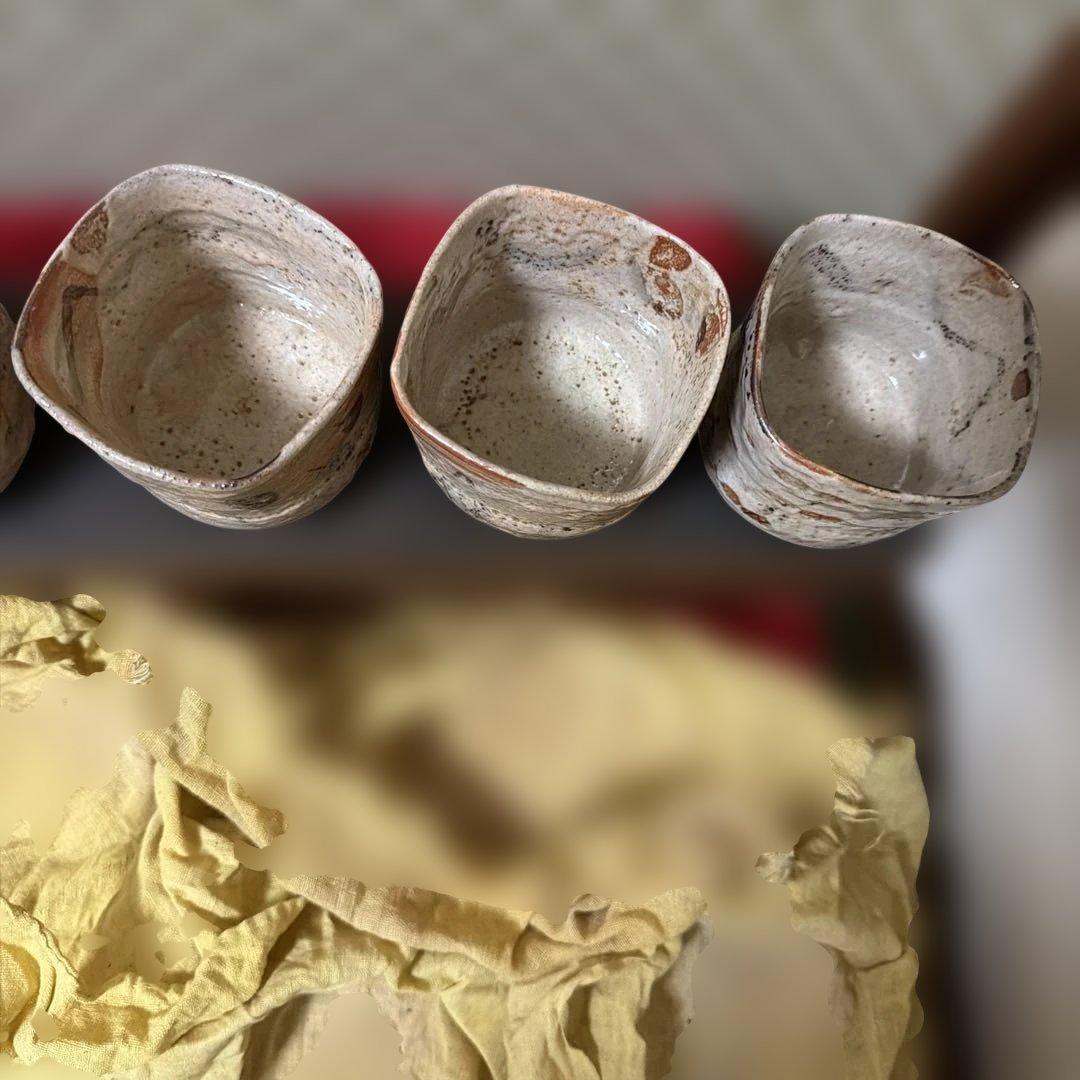 江戸時代　絵志野　向付　五客　無傷　茶碗　時代保管箱