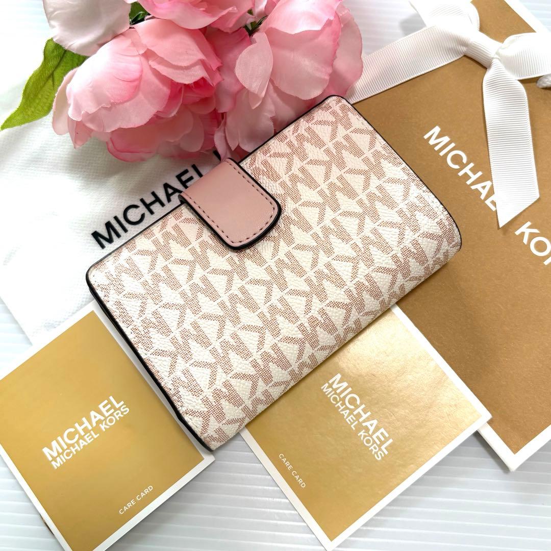 ⭐︎ 【新品、未使用品】かわいい♡マイケルコース 2つ折り財布　ホワイトピンク