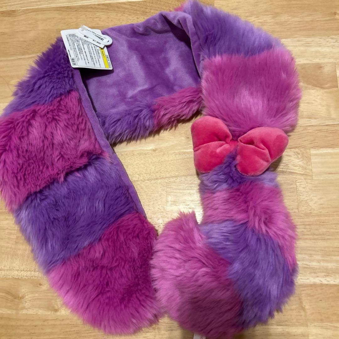 レア　チシャ猫　チャーム付きマフラー　ティペット　ディズニー　不思議の国のアリス