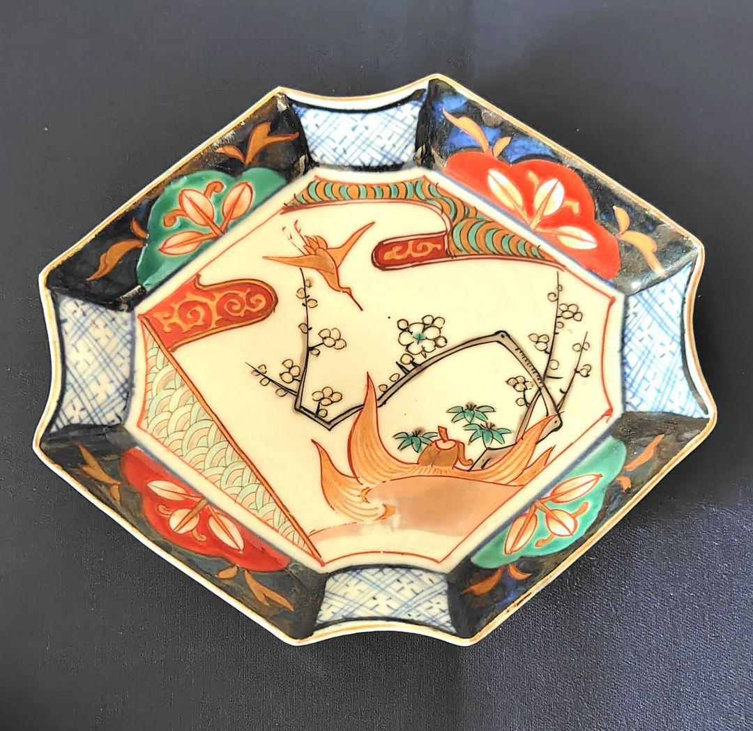 古伊万里　色絵　八角形陶磁器皿 5枚セット　※メルカリのみ出品