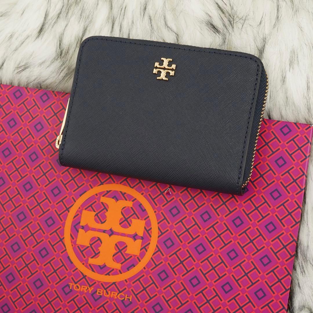 未使用　TORY BURCH ジップウォレット　小銭入れ　ケース　ネイビー