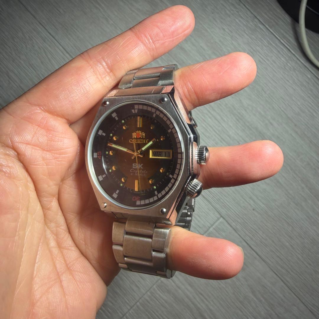 SK Crystal 自動巻き時計 ブラック/シルバー