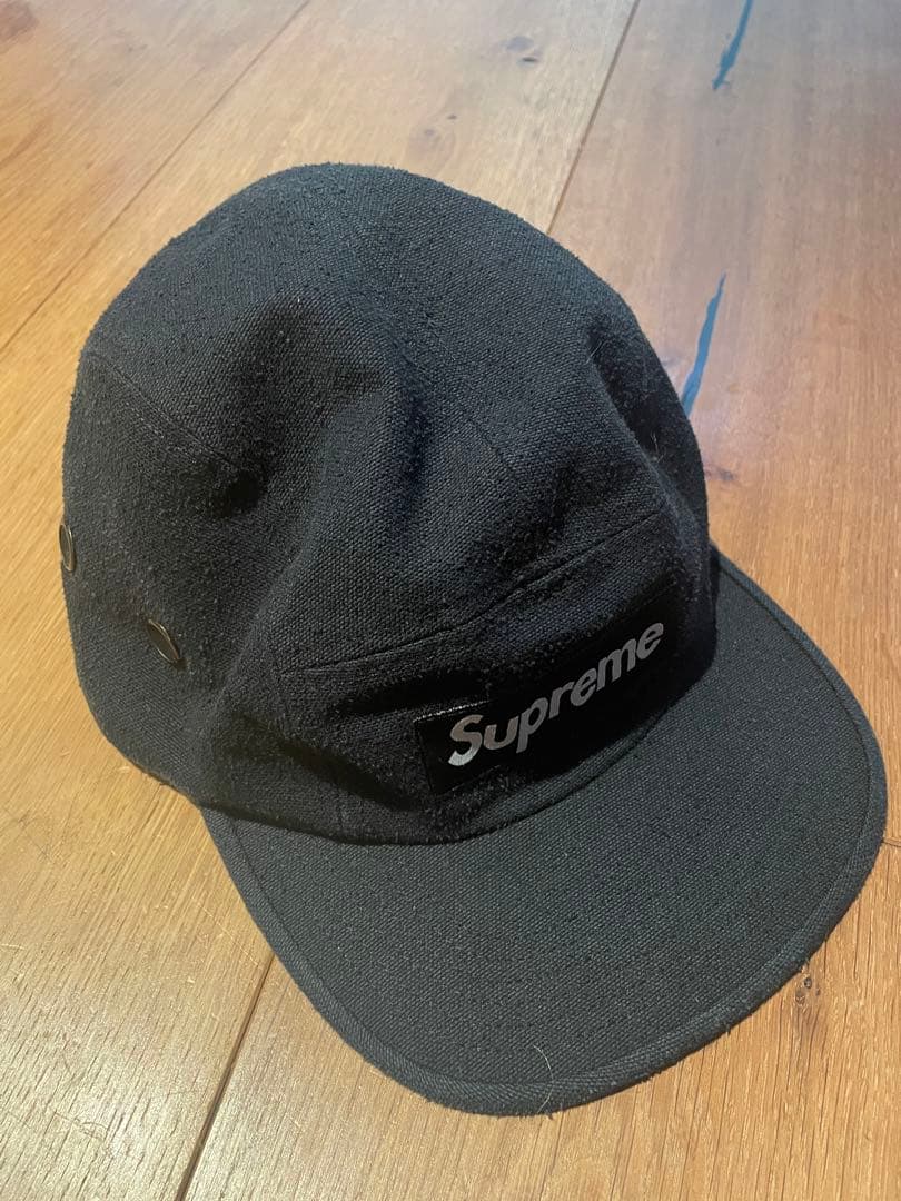 美品Supreme 黒 キャップ　シュプリーム