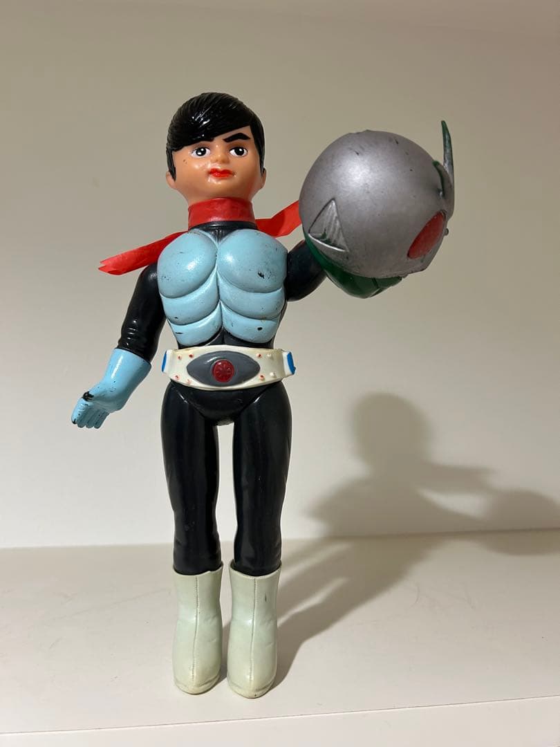 【美品】　仮面ライダー　当時物　旧バンダイ　面取れ　70年代　面トレ　ソフビ