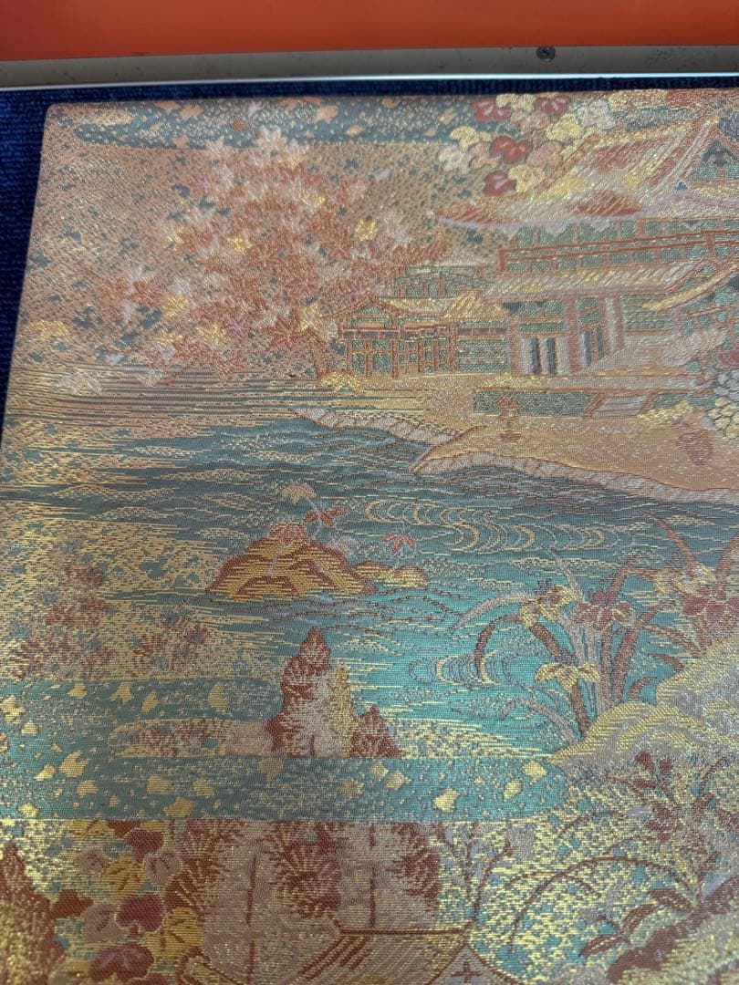 1926 袋帯 古代彫金紋  西陣織   金糸　高級上質上品　約440cm未使用