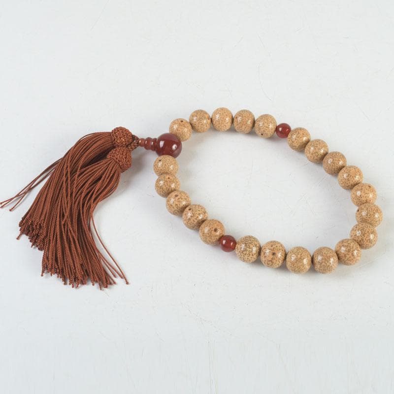 仏教美術　正絹房　赤瑪瑙　星月菩提珠　京念珠　数珠　共箱　N　9448