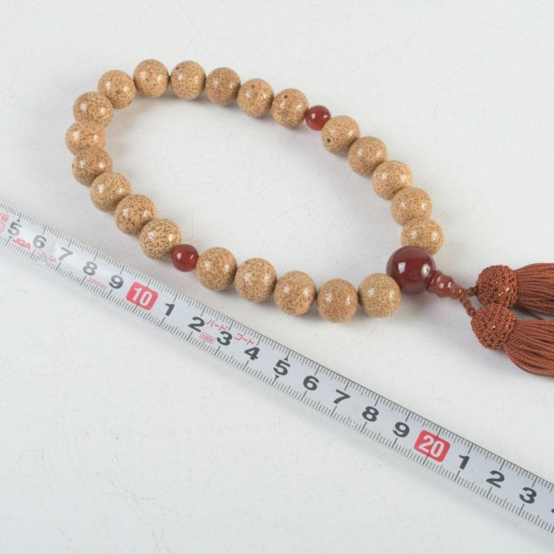 仏教美術　正絹房　赤瑪瑙　星月菩提珠　京念珠　数珠　共箱　N　9448