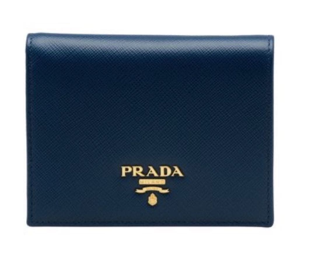 PRADA プラダ　サフィアーノ　バイカラー二つ折り財布　ブルー/ライトブルー