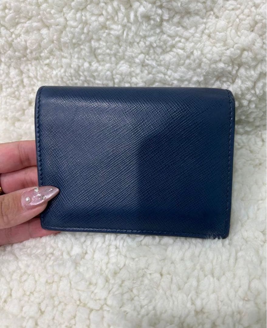 PRADA プラダ　サフィアーノ　バイカラー二つ折り財布　ブルー/ライトブルー