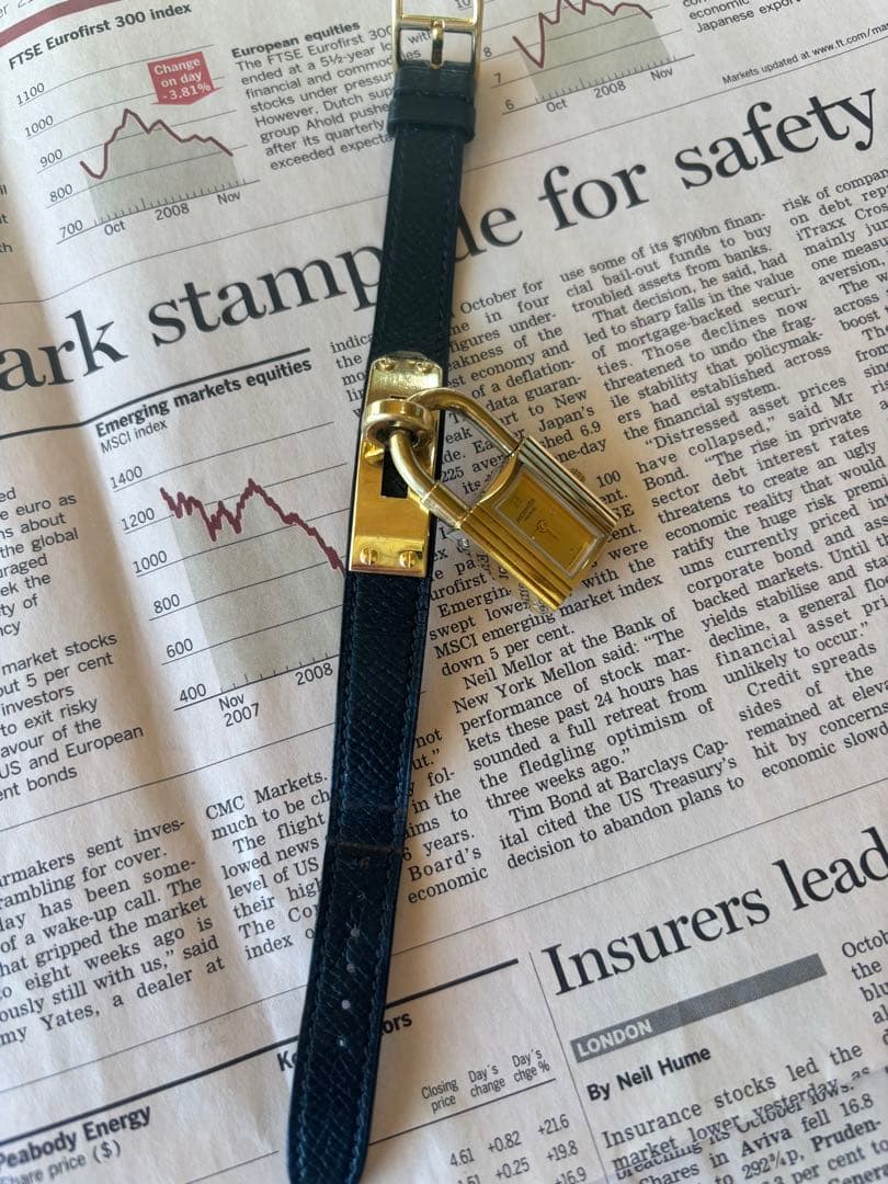 ヴィンテージHERMES☆ケリーウォッチ(ブラックベルト×ゴールド)