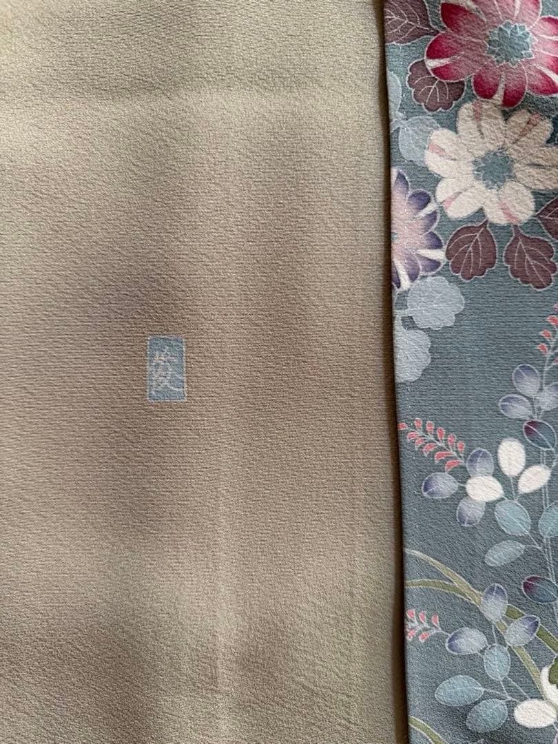 訪問着フルセット、落款入り　四季の花、染め分け　友禅　作家物