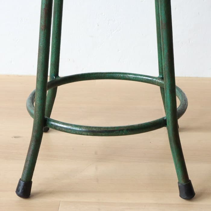 ヴィンテージ　アイアンスツール⑩　無垢材　鉄脚　古家具　レトロ