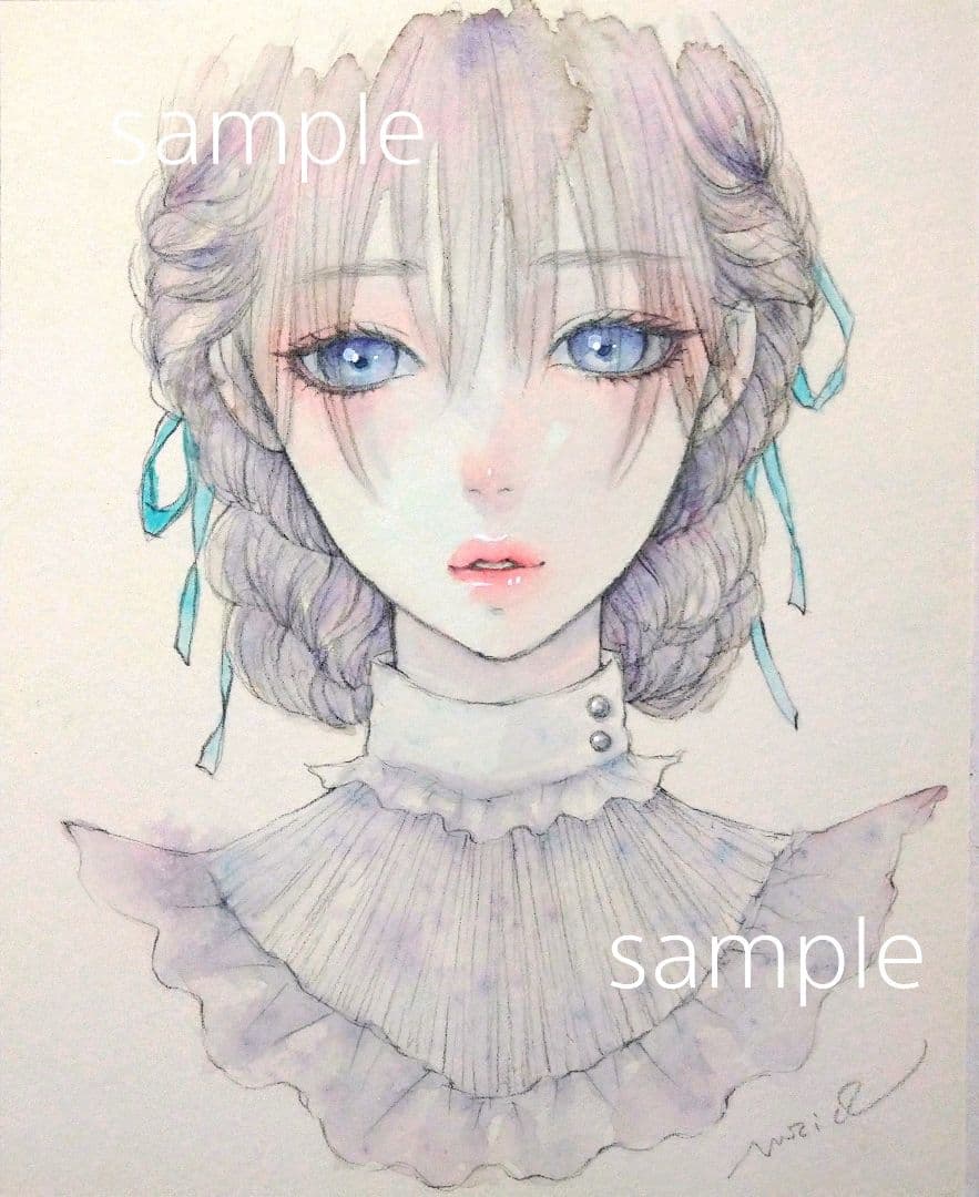 25316B 手描きイラスト　肉筆原画　オリジナル　水彩画