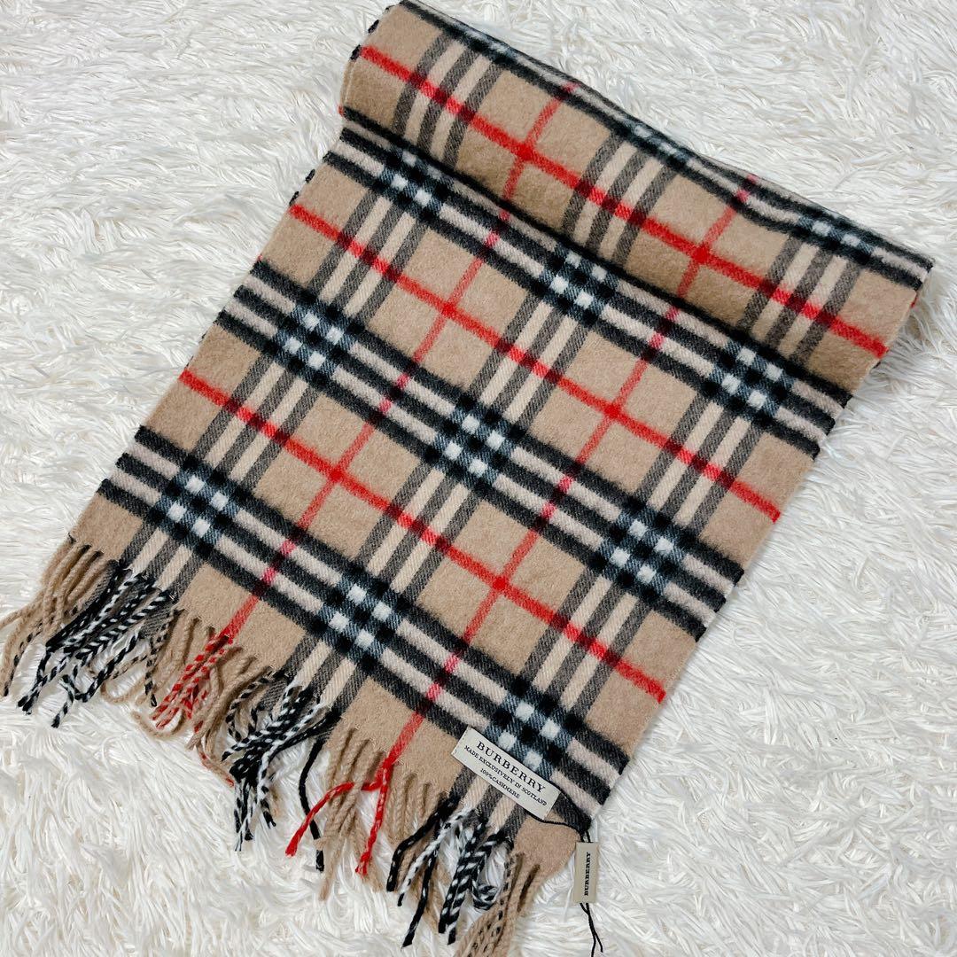 未使用 バーバリー カシミヤ100 マフラー ユニセックス 新タグ ノバチェック