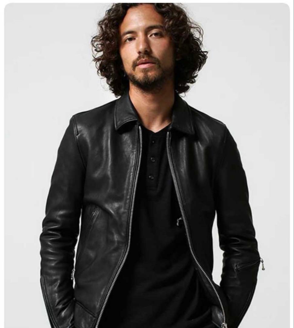 ナノ・ユニバース レザーシングルライダースジャケット