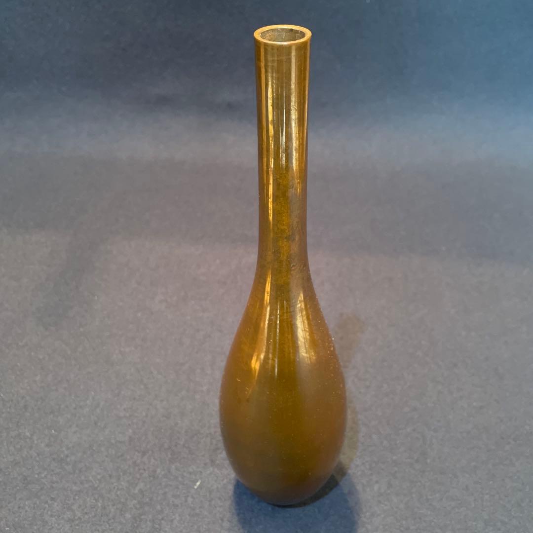 茶道具 華道具【八島 望舟】(造)の『鋳銅 花挿』共箱※美品　花器　花入