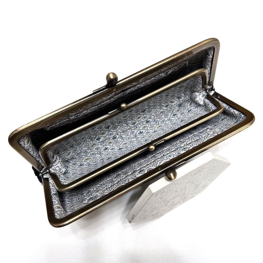 ミナペルホネンハンドメイド⭐️シックな黒ベースのちょっと特別ながま口⭐️親子長財布⭐️