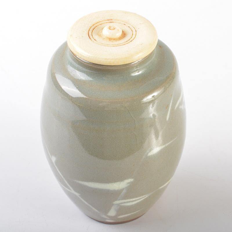 茶道具　高田焼　伝七窯　青木修造　茶入　仕覆付　共箱　V　R6603