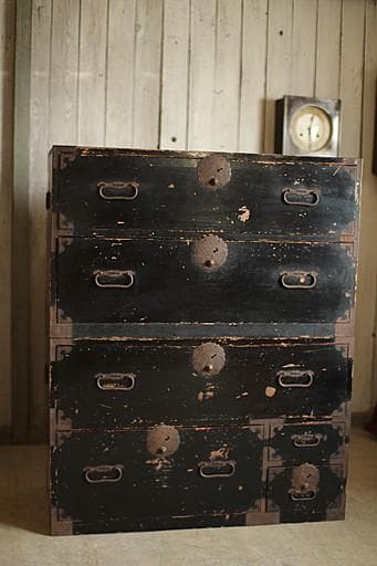 丸金具庄内箪笥　4杯　タンス　収納　古家具　古民家　時代家具