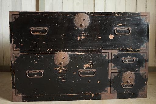 丸金具庄内箪笥　4杯　タンス　収納　古家具　古民家　時代家具