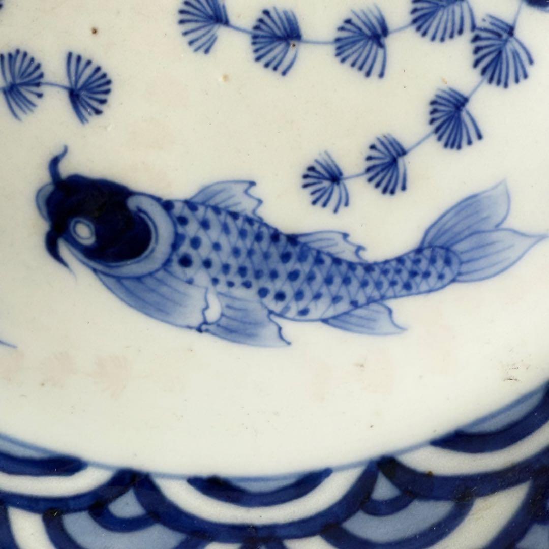 幕末〜明治期　染錦　大鉢　川海老　青海波　桜文様　鳥に松竹梅　二重高台　金魚鉢