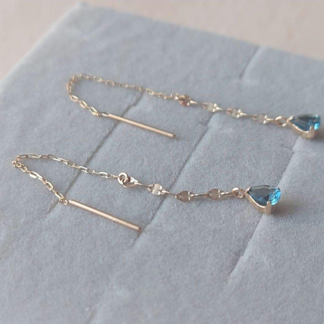 未使用　ツツミ　ロンドンブルートパーズアメリカンピアス　K10