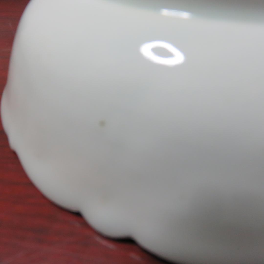 染付 なます皿 3ケ 芙蓉手 明治 花文様 輪花 花弁 唐花草 歪み 美品