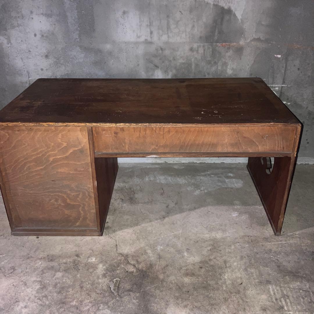 昭和レトロ 文机 花柄 デスク テーブル 薔薇 時代物 片袖 座机 ローテーブル