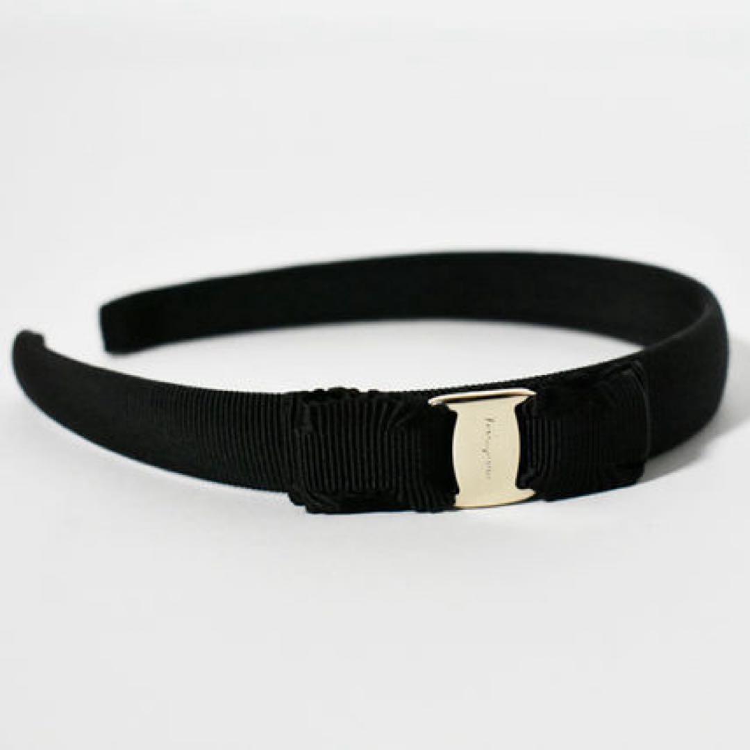 【美品】Ferragamo フェラガモ カチューシャ リボン ブラック