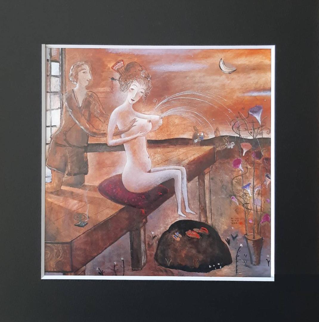 織田広比古、「月とお.ぱい」、希少画集の額装画、四季、風景、人気作品