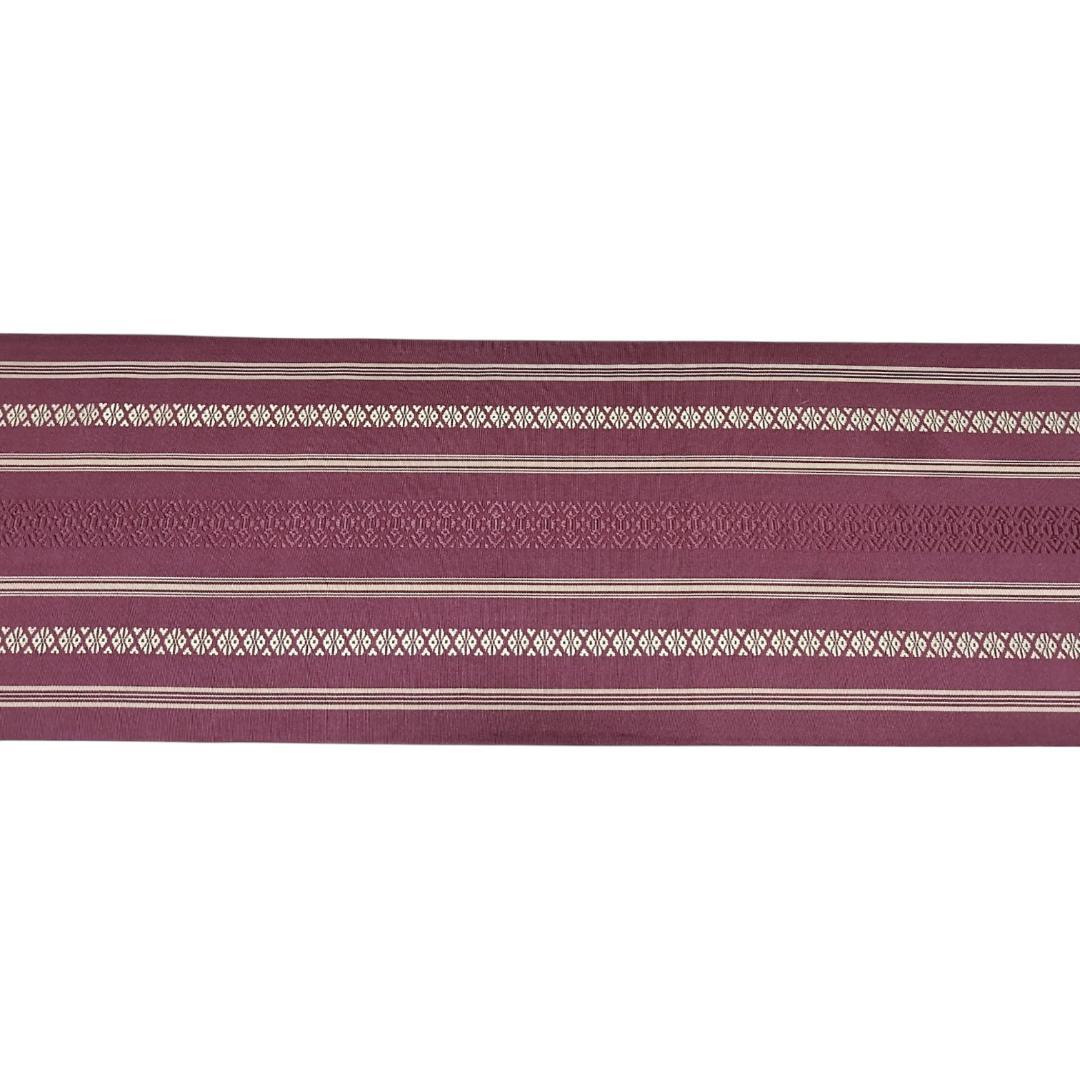 【本場筑前博多織】献上柄 半巾帯 紫　無地　リバーシブル アンティーク　半幅帯