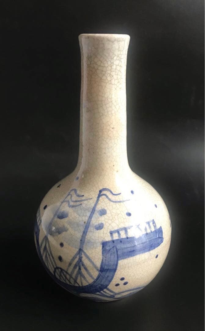 清水日呂志造 唐津　花入　一輪挿し　共箱