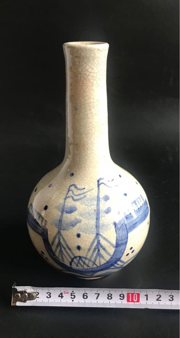 清水日呂志造 唐津　花入　一輪挿し　共箱