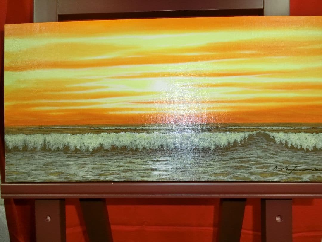 【ART】朝隈敏郎真筆(朝焼けの海)特寸法