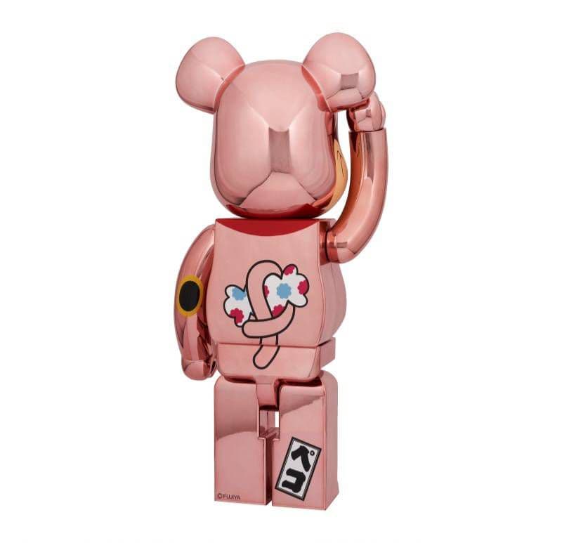 BE@RBRICK 招き猫 ペコちゃん 金運 ダブル小判 桃金メッキ 1000％