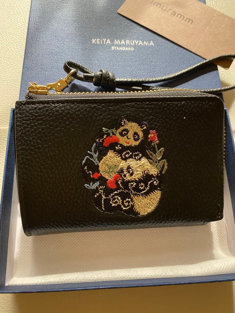 ★新品、専用箱付★ケイタマルヤマ×imuramm二つ折り財布 パンダアート刺繍