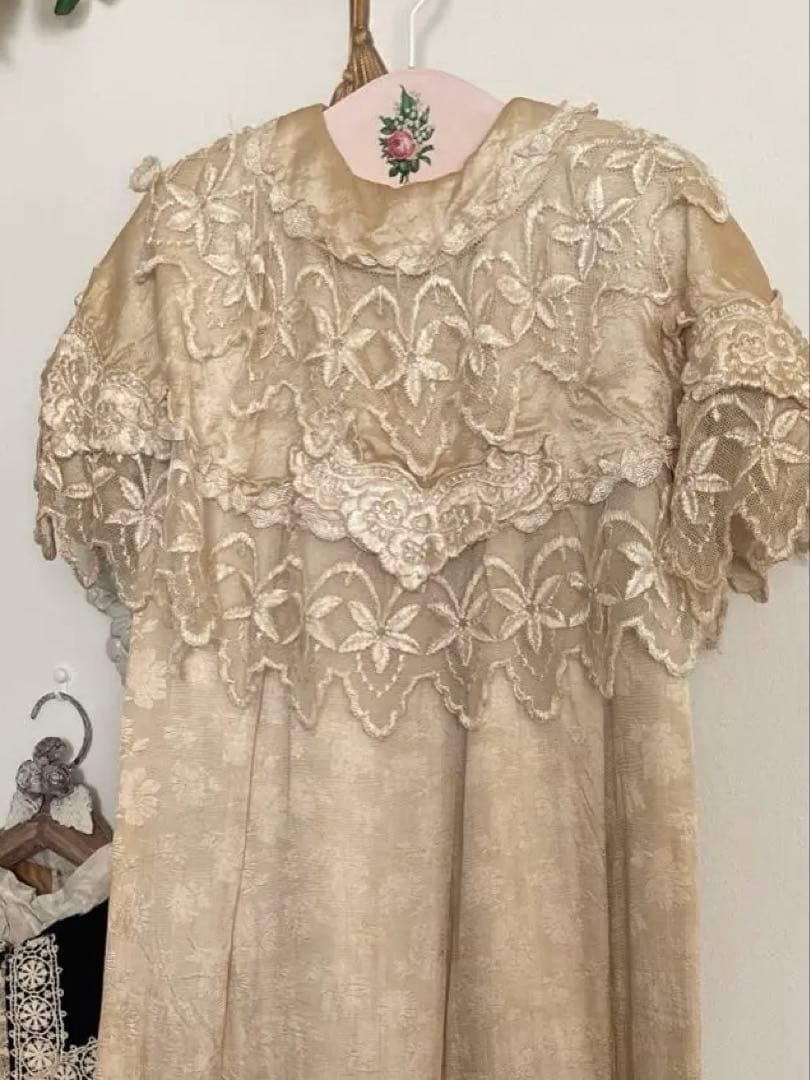 SALE˚✧₊⁎1860年代 シルクベビードレスクリストニングドレス⁎⁺˳✧