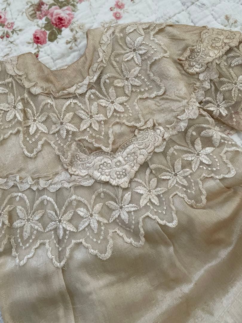 SALE˚✧₊⁎1860年代 シルクベビードレスクリストニングドレス⁎⁺˳✧