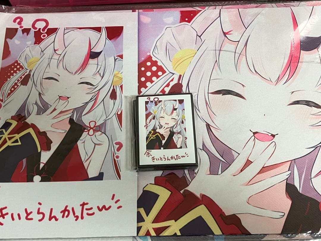 ミッドナイトブルー　スリーブ　プレイマット　ホロライブ　チェキ風　百鬼あやめ